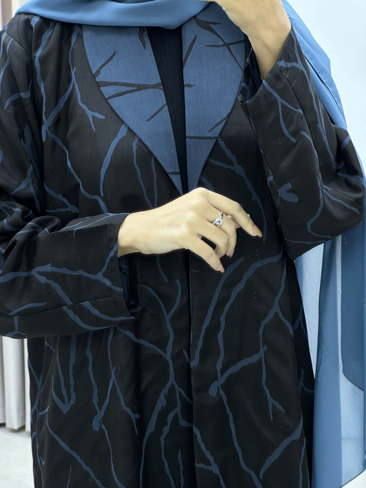 C Paint Stroke Winter Blue Coat Abaya