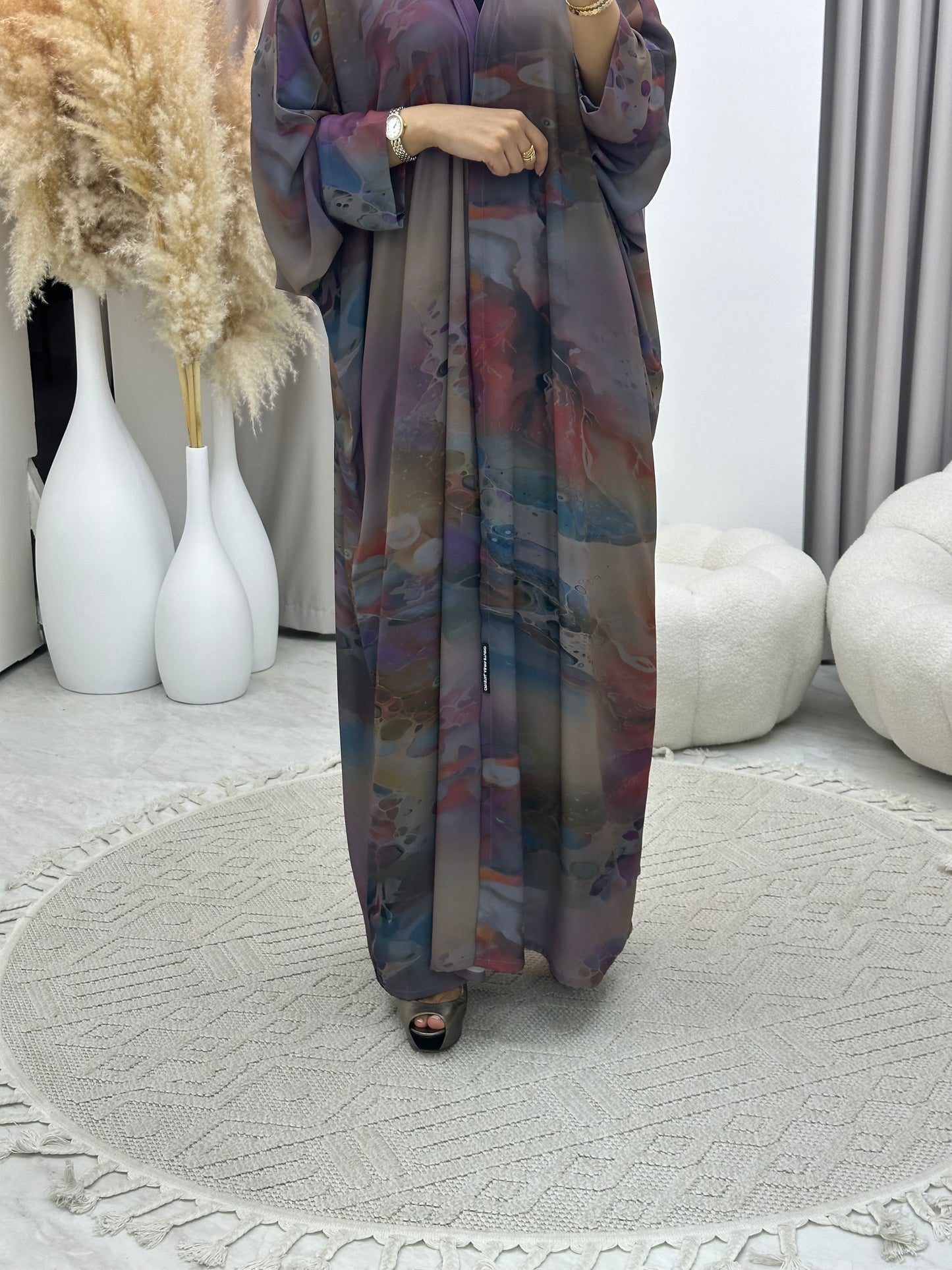 C 0258-01 Peacock Print Abaya