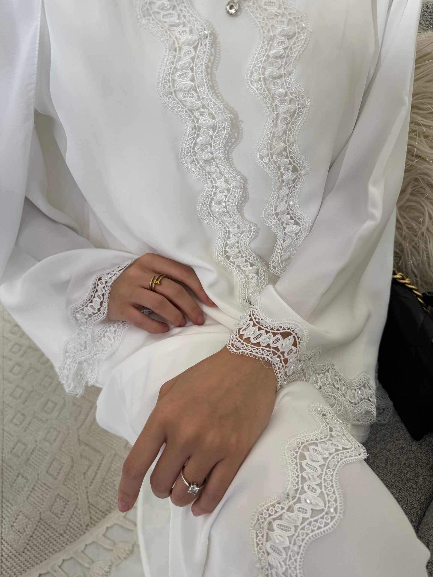 C White Lace Nada Eid Abaya