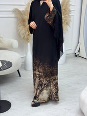 C 1084 Black Printed Abaya