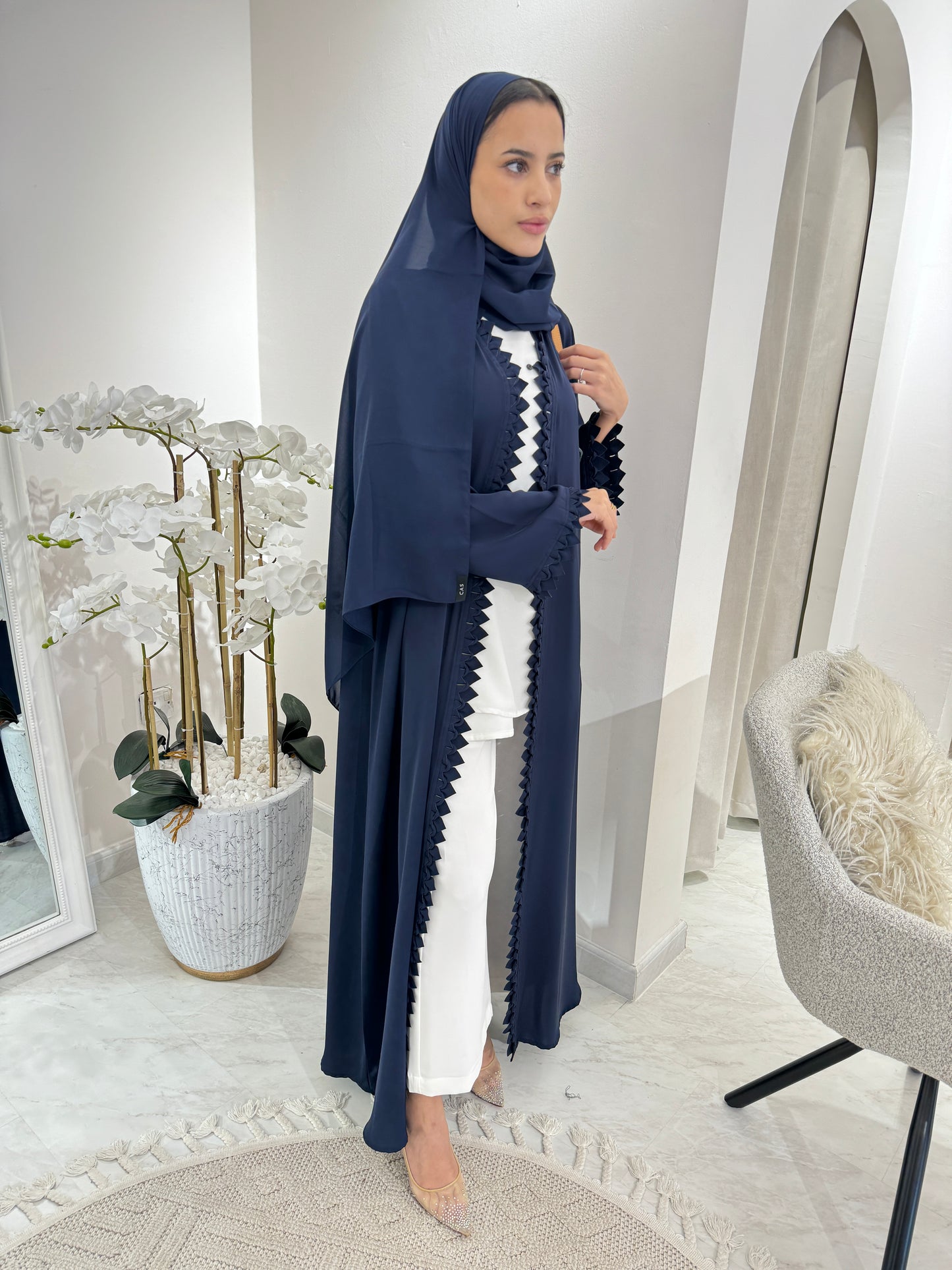 C 3D Zigzag Blue Nada Eid Abaya