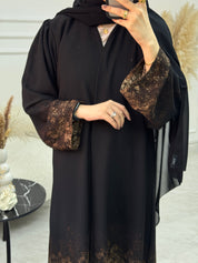 C 1084 Black Printed Abaya