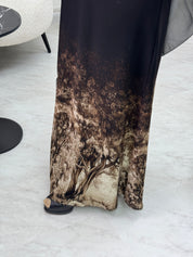 C 1084 Black Printed Abaya