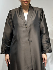 C 1654 Brown Printed Crystal Abaya