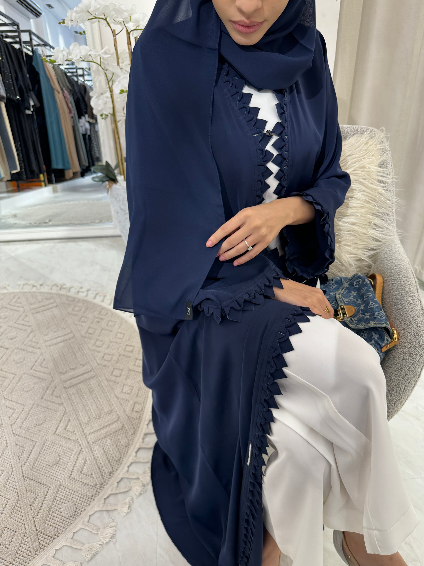 C 3D Zigzag Blue Nada Eid Abaya