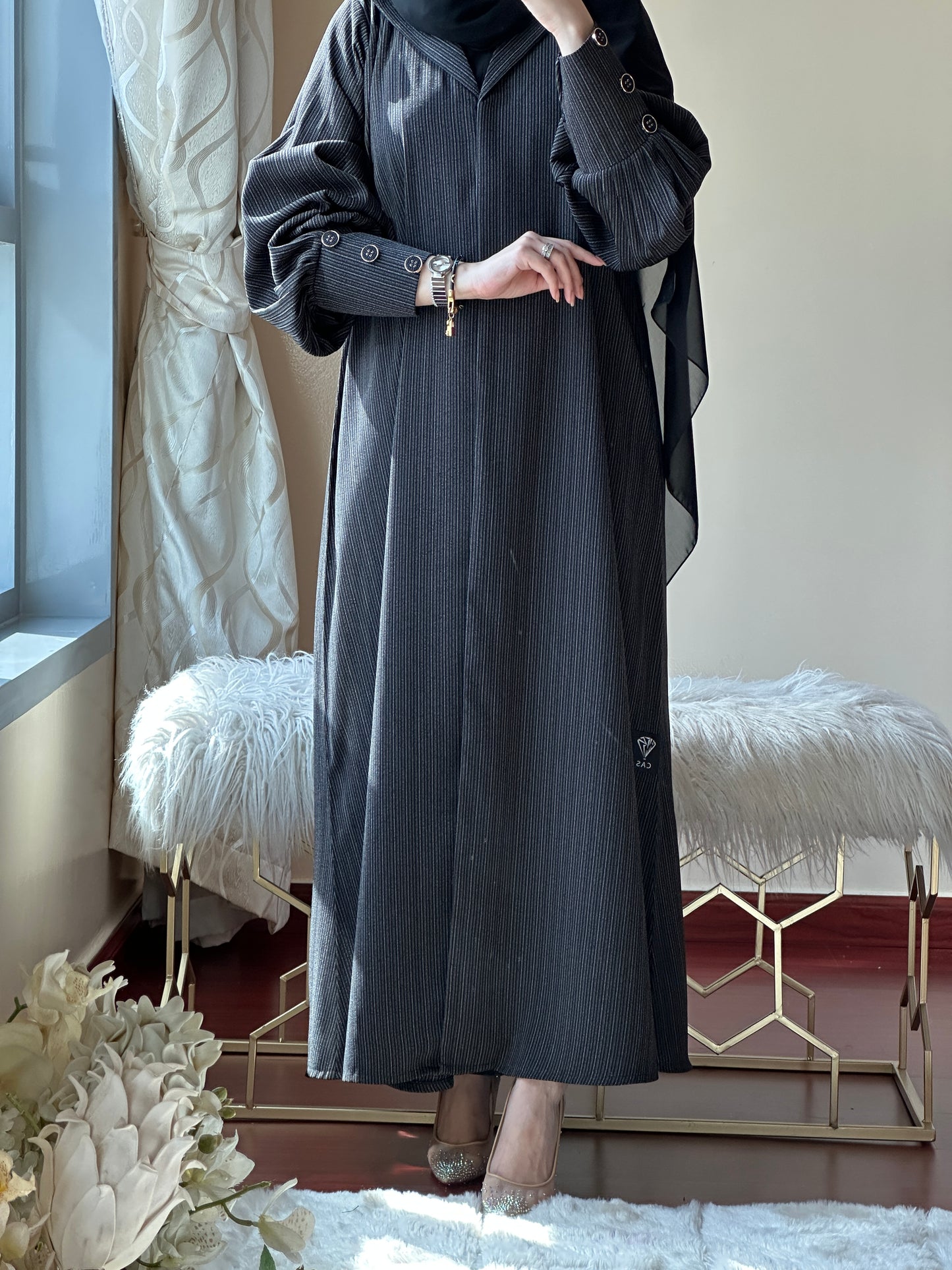 C-Black-DarkGrey-Work-Abaya-Set-109