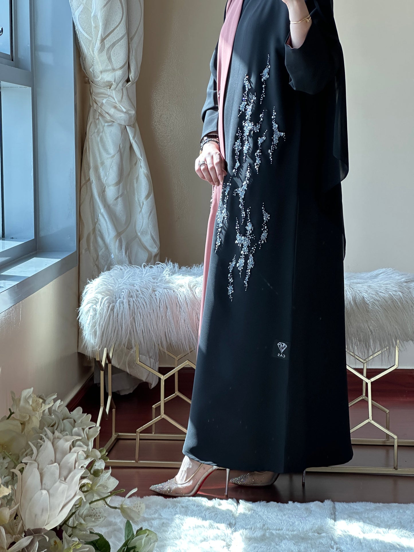 C RTW Black Pink Work Abaya Set 111