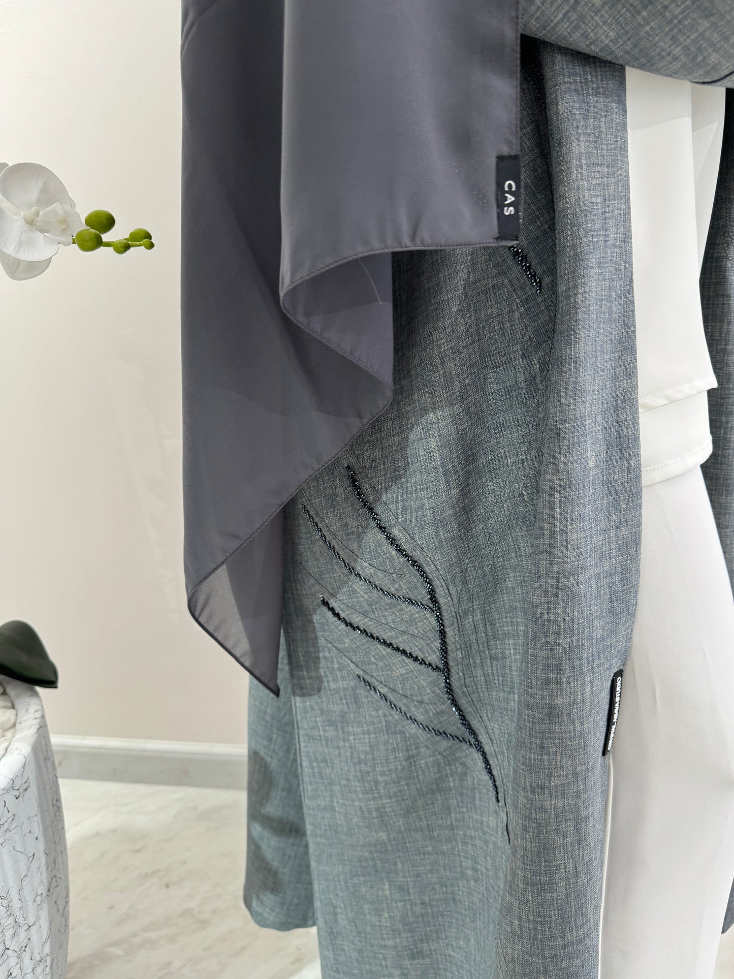 C RTW Dark Grey Summer Linen Eid Abaya