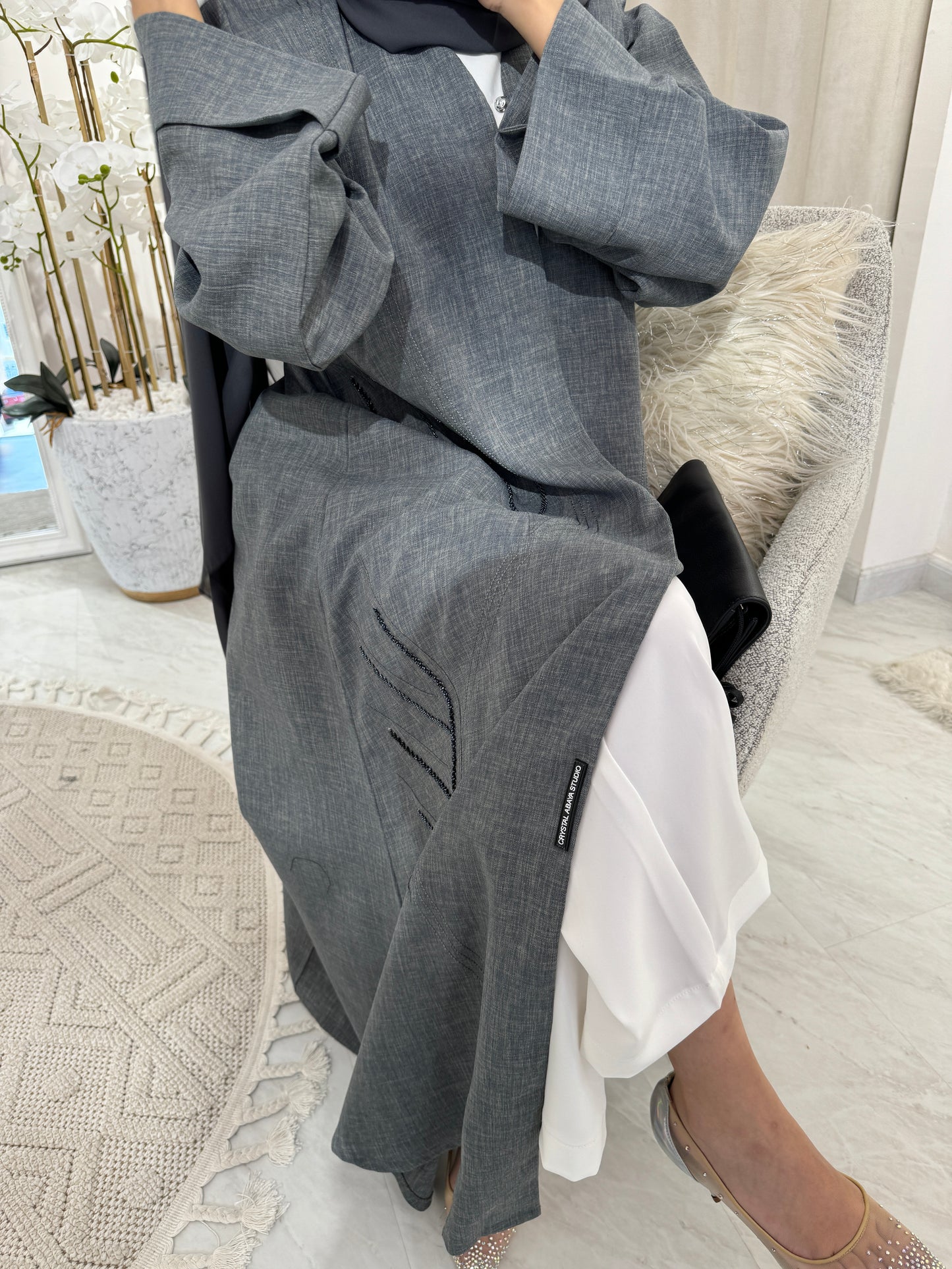 C RTW Dark Grey Summer Linen Eid Abaya