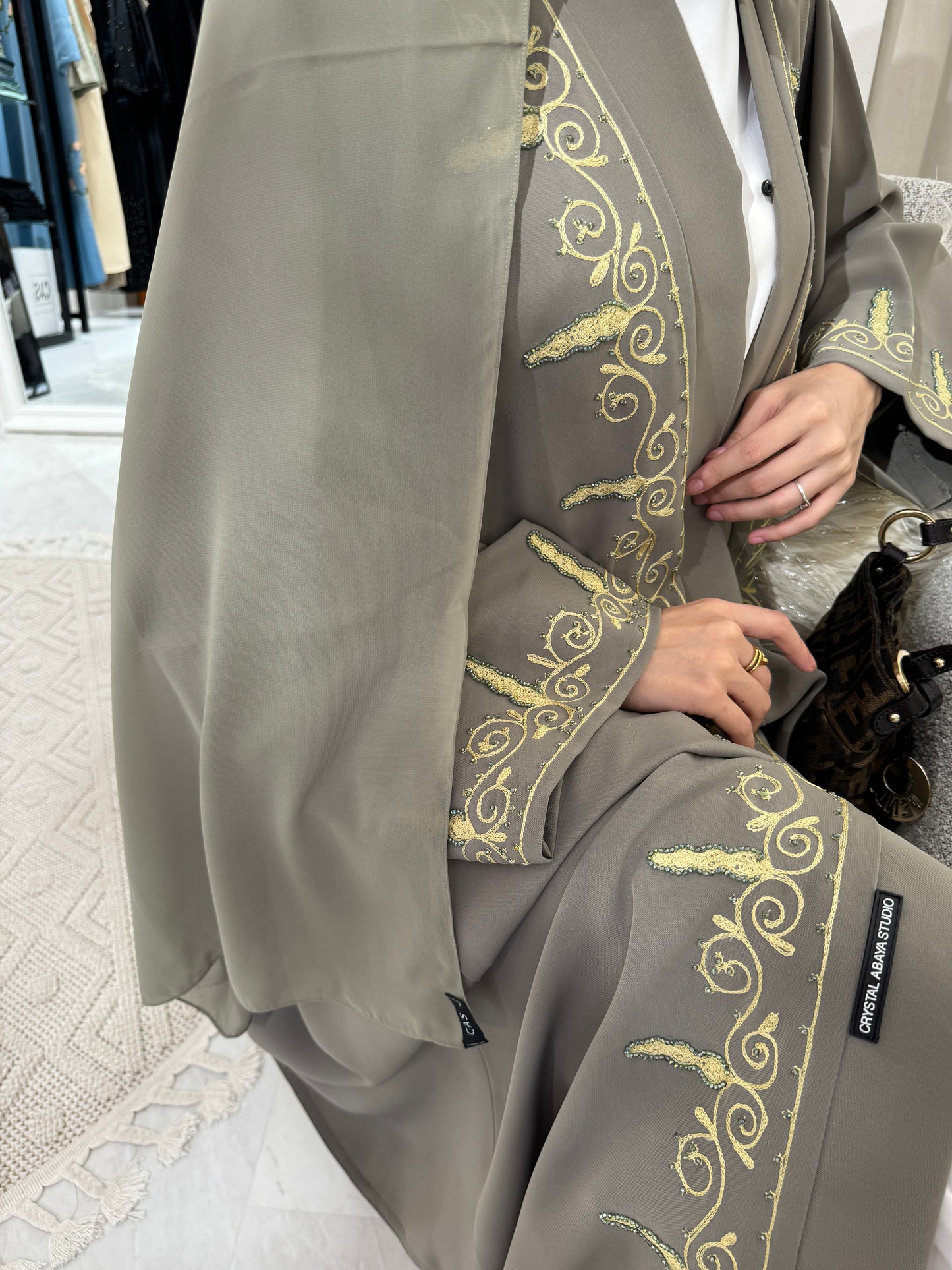 C Green Embroidery Eid Abaya