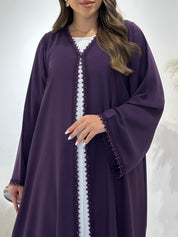 C 1446 Grape Lace Abaya