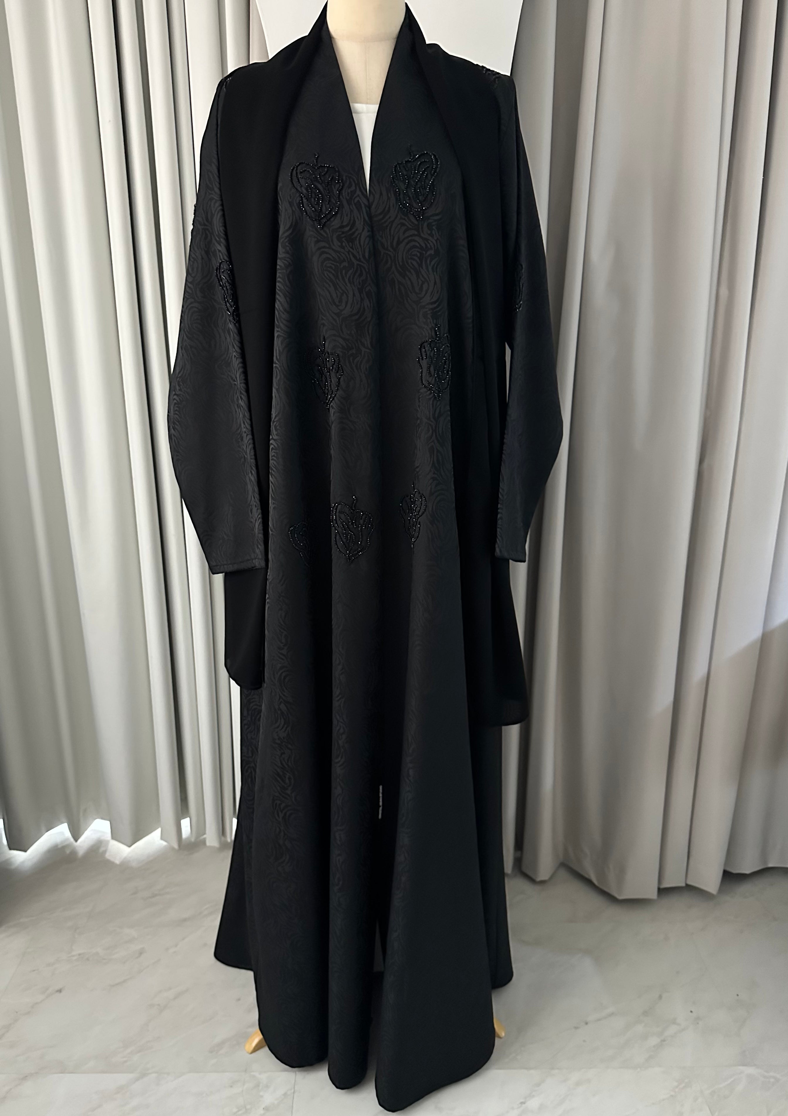 C 1624-02 Black Beaded Abaya