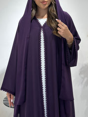 C 1446 Grape Lace Abaya