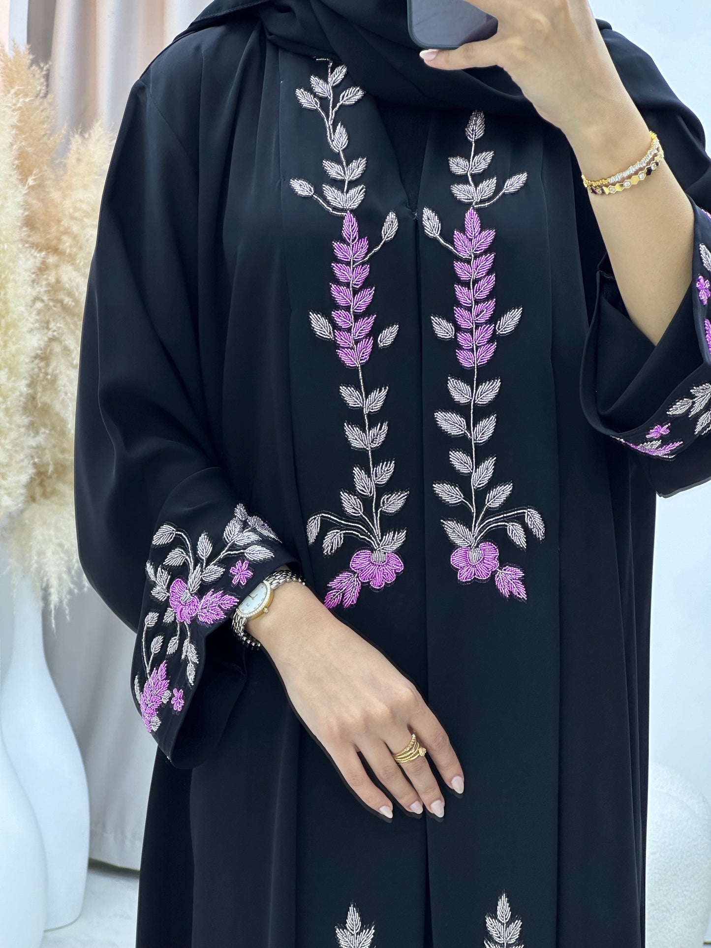 C 0263 Black Beaded Abaya