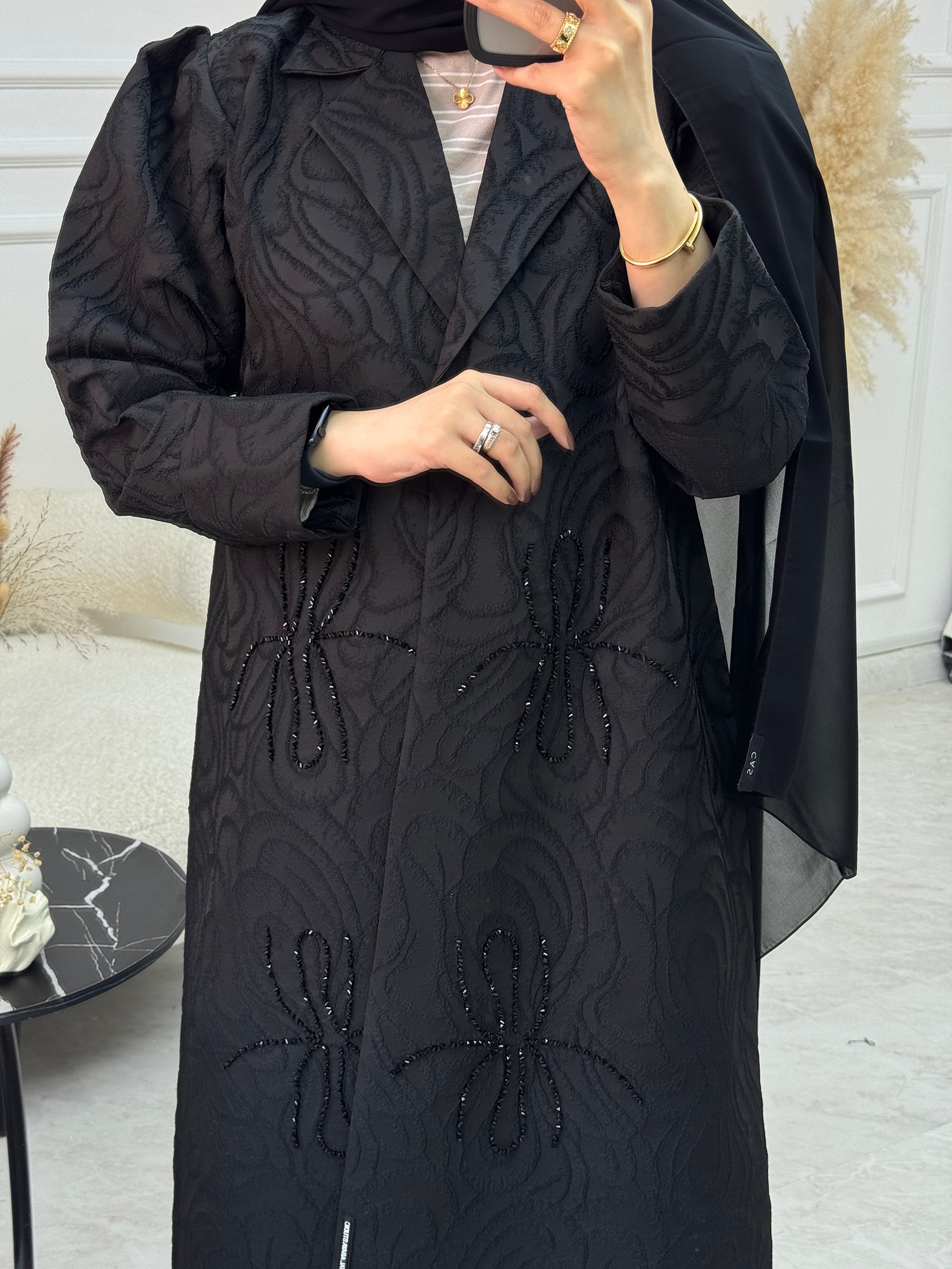 C 1093 Black Beaded Abaya