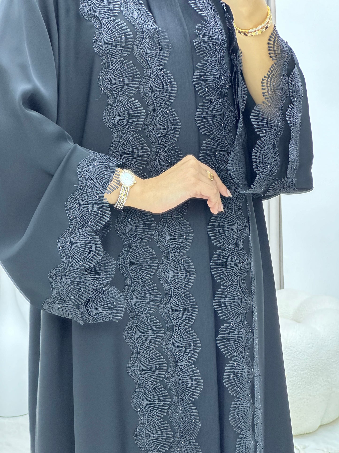 C 0259 Black Lace Abaya