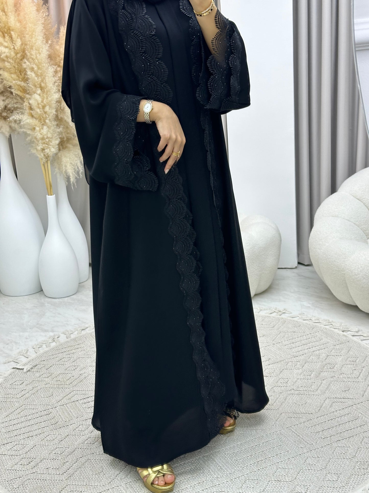 C 0259 Black Lace Abaya