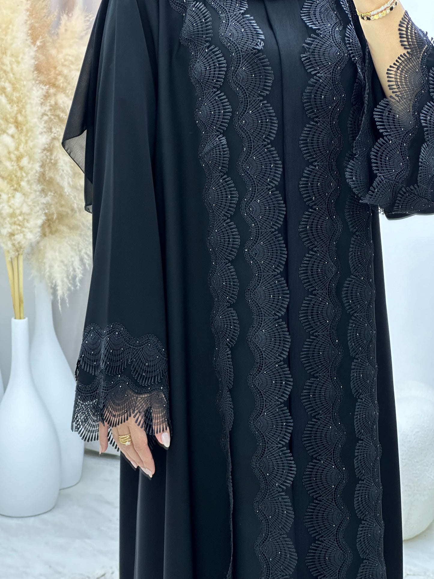 C 0259 Black Lace Abaya