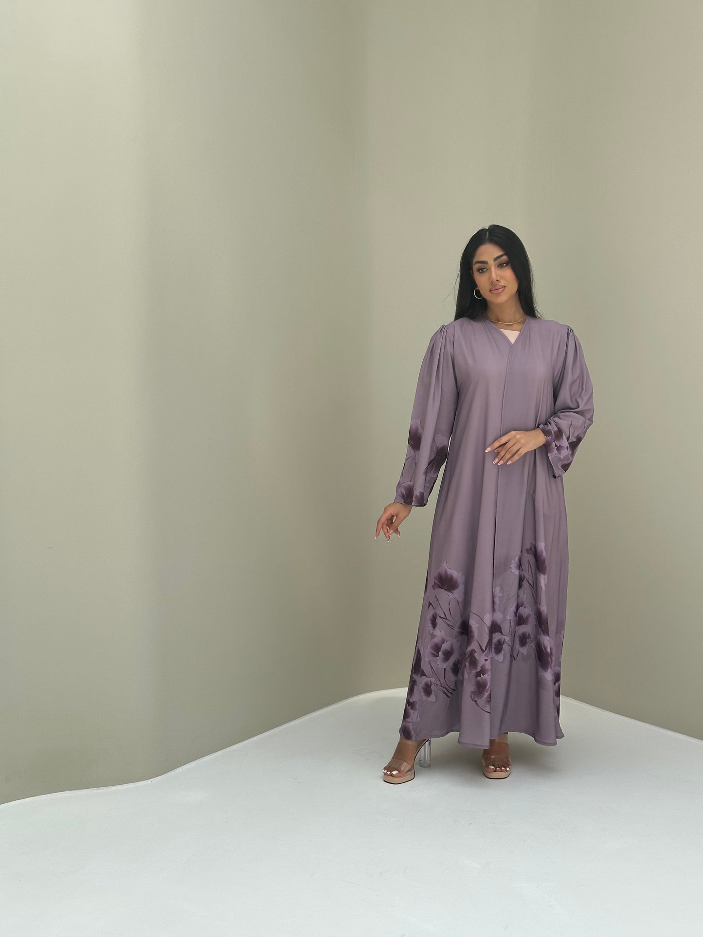 C 0425 Purple Printed Abaya