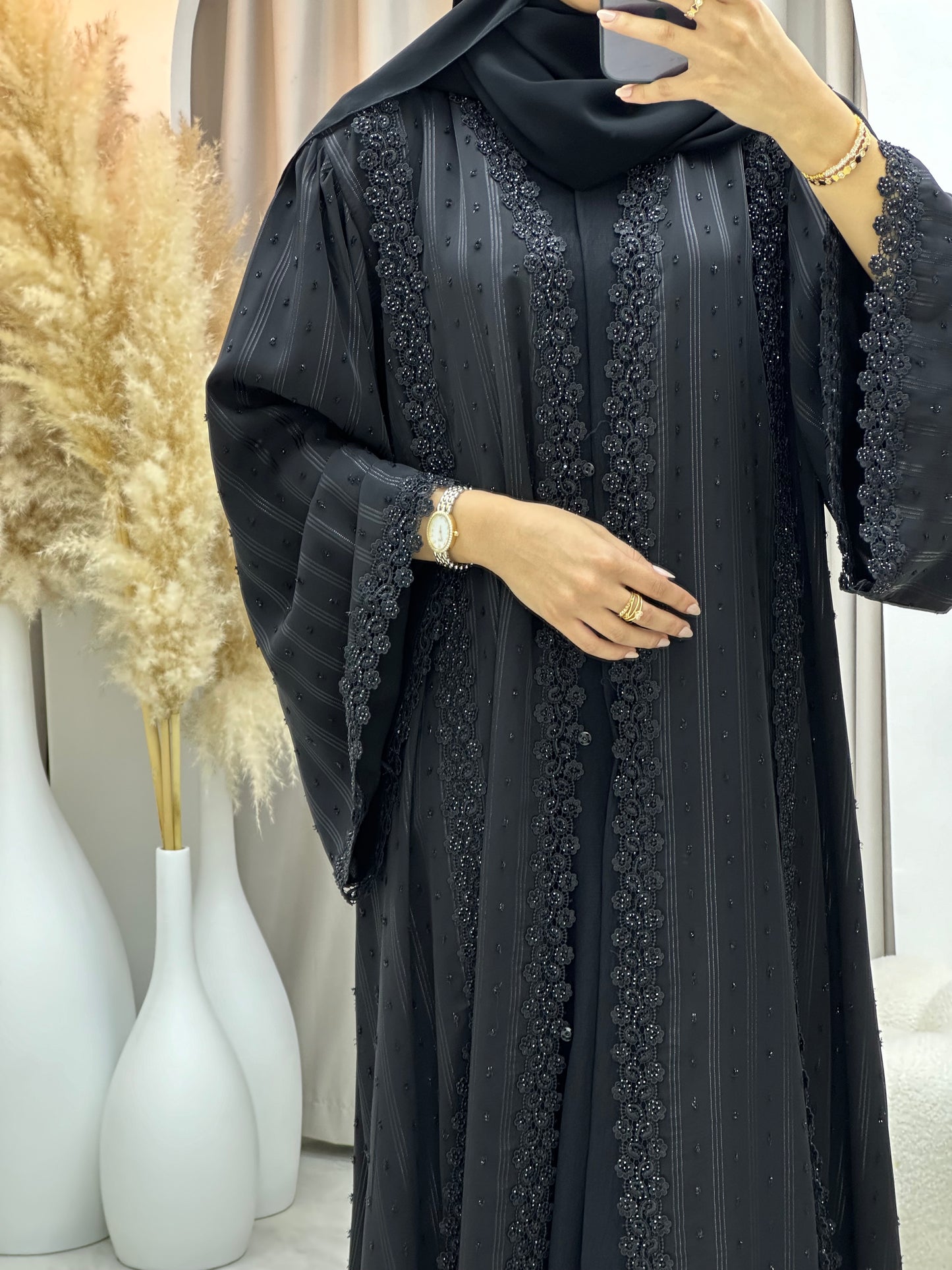 C RTW 0262 Black Lace Abaya