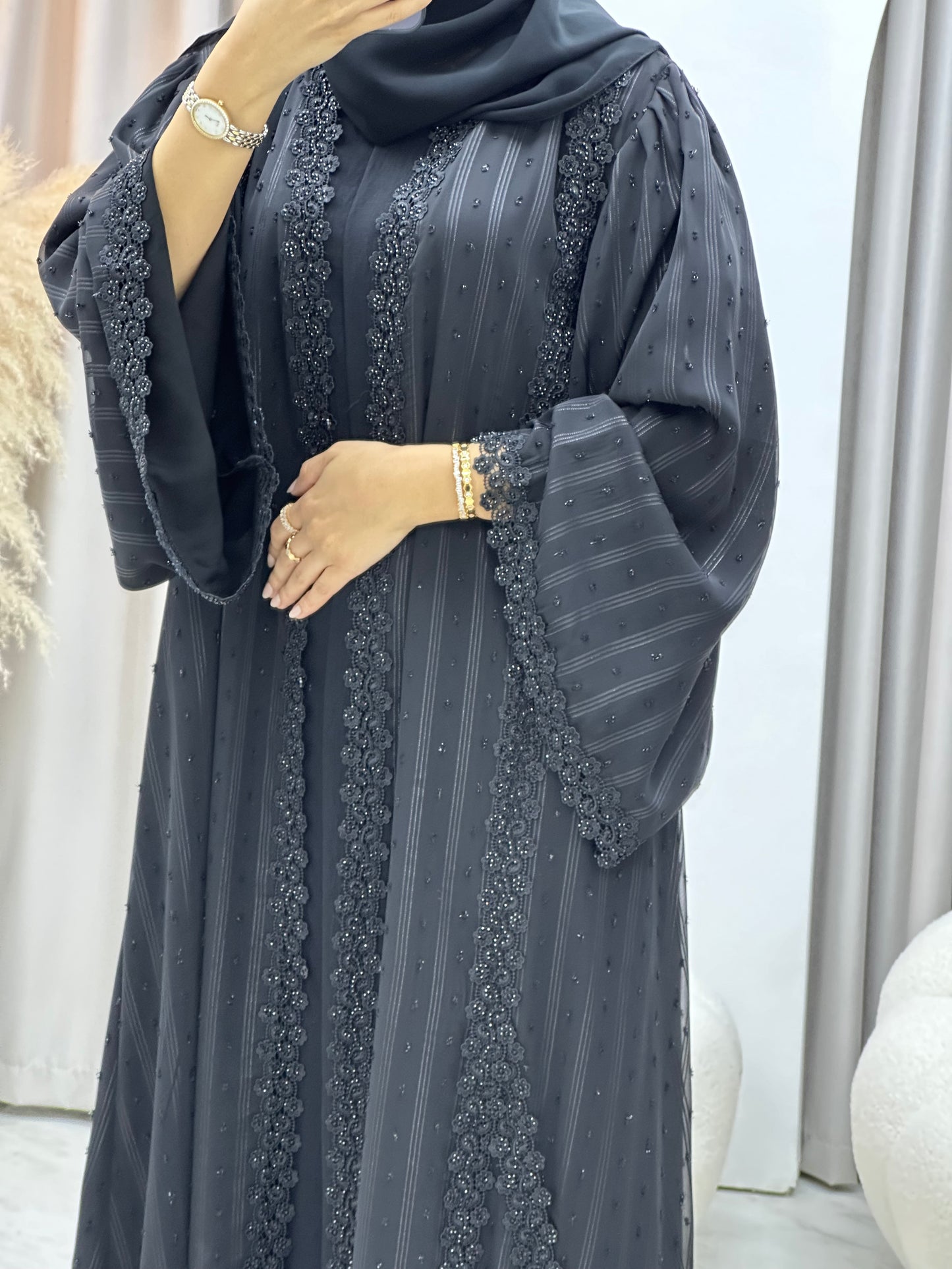 C 0262 Black Lace Abaya