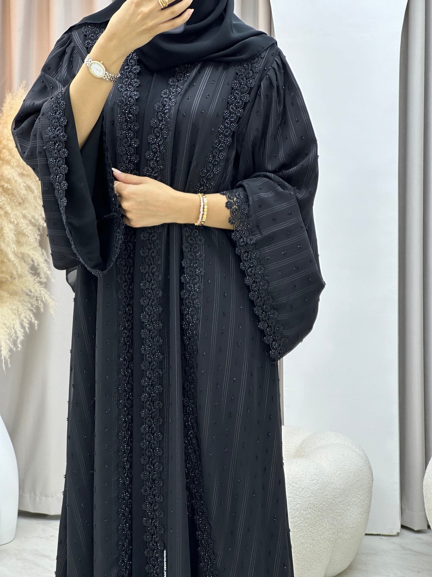 C 0262 Black Lace Abaya