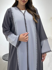 C 1441 Grey Tassels Abaya