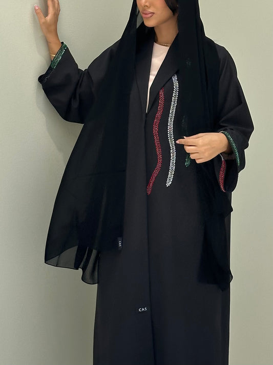 C 0467 Black Emirati National Day Abaya