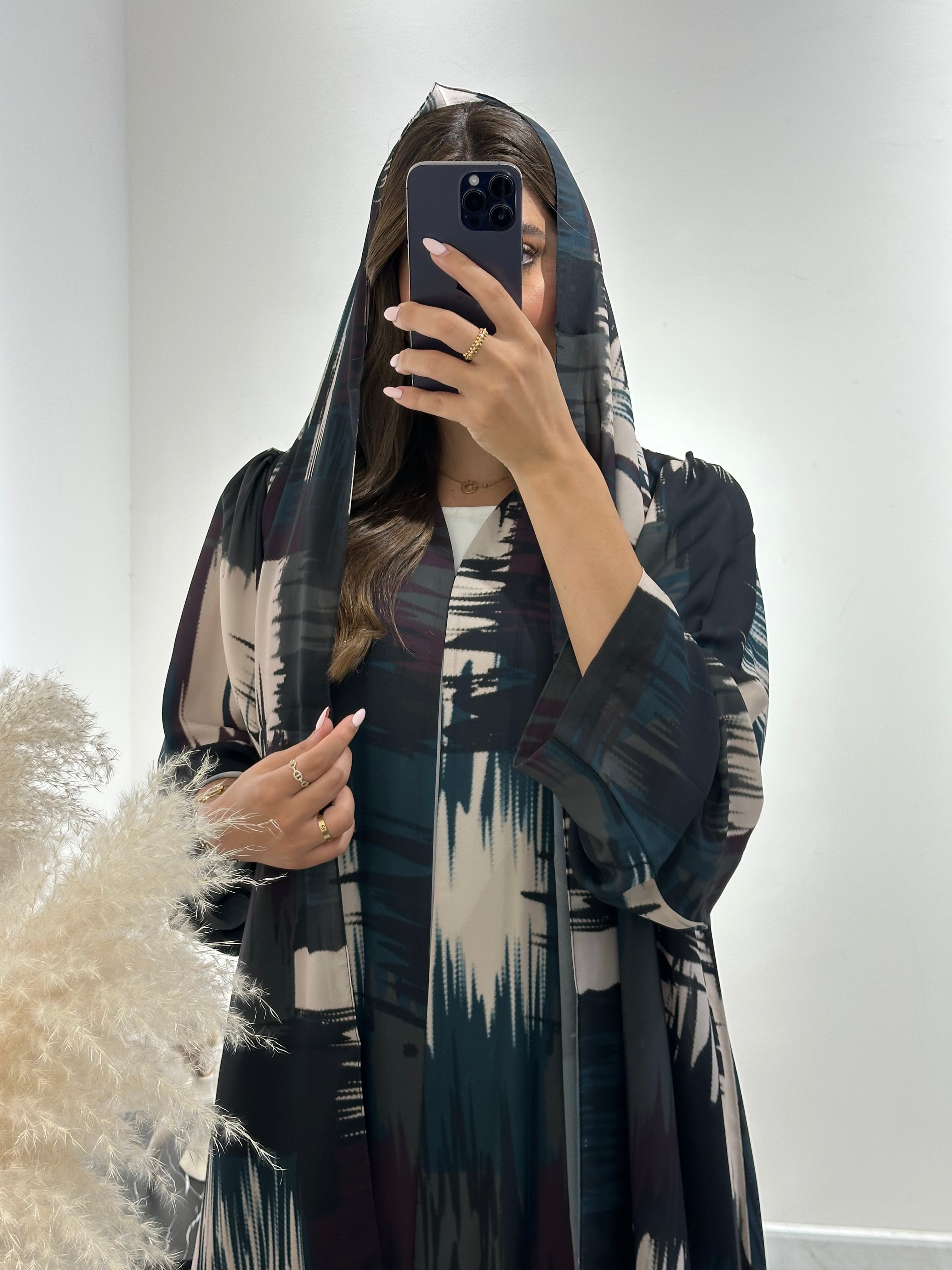 C 1438 Green Blend Printed Abaya