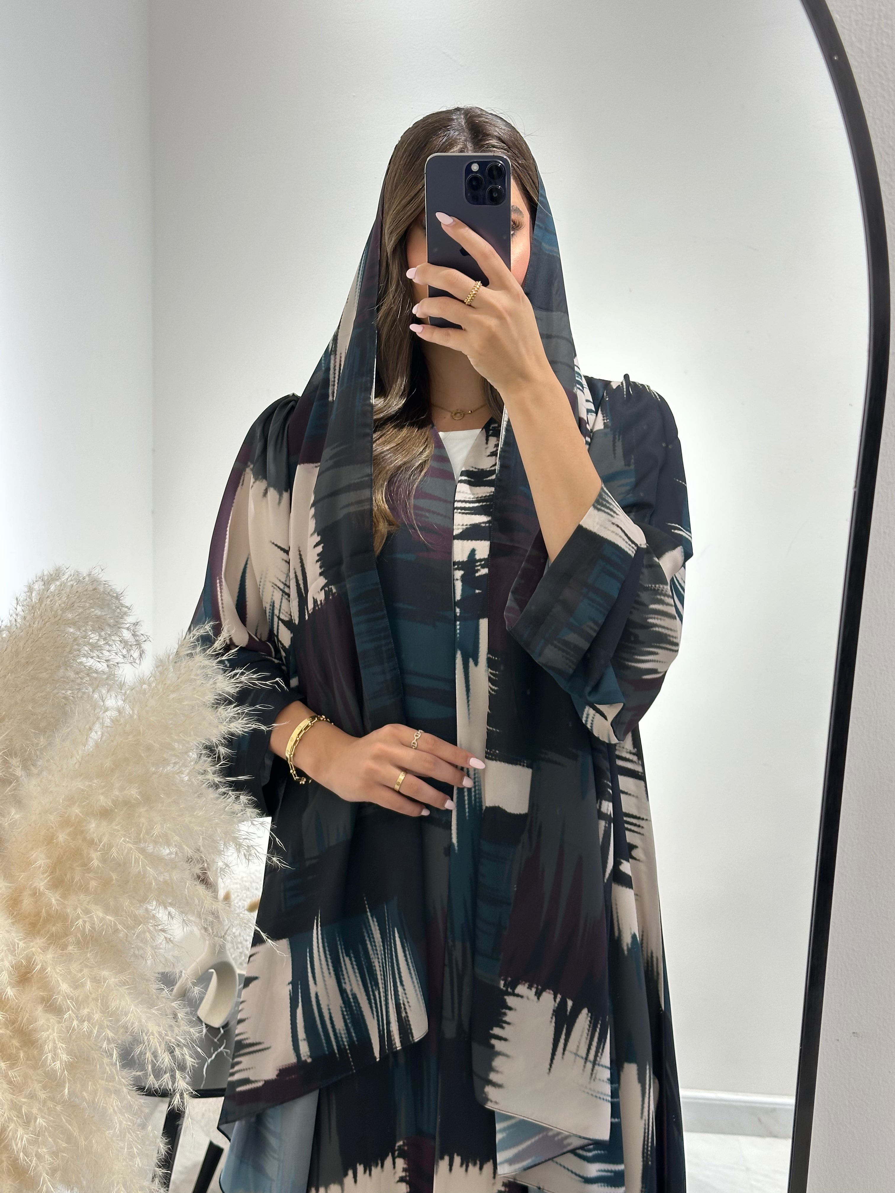 C 1438 Green Blend Printed Abaya