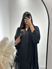 C 1435  Black Dots Printed Abaya