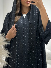 C 1435  Black Dots Printed Abaya