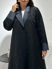 C 1434 Dark Grey Printed Abaya