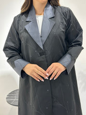 C 1434 Dark Grey Printed Abaya