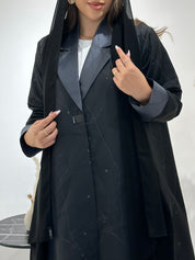 C 1434 Dark Grey Printed Abaya