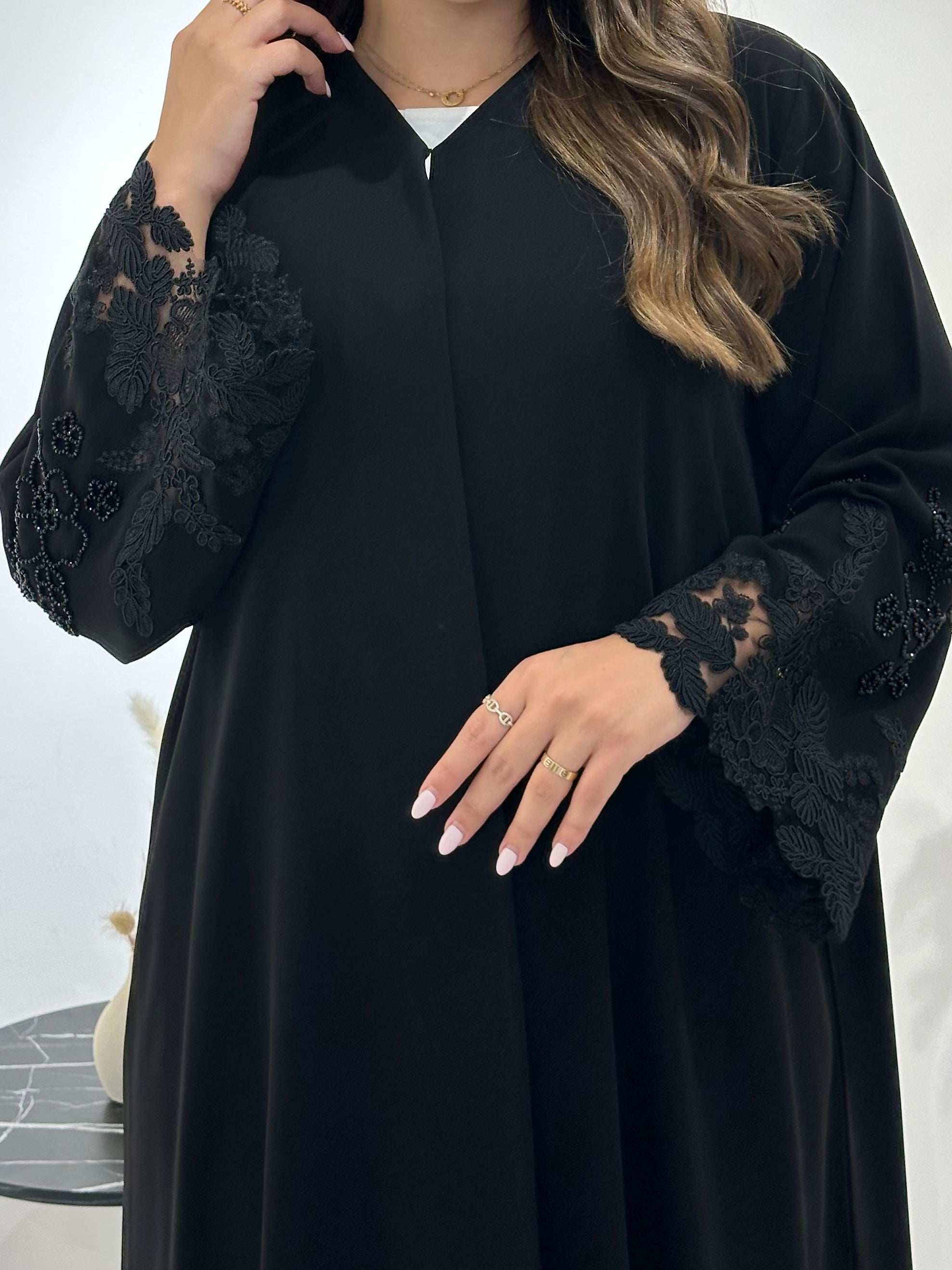 C 1432 Black Beaded Abaya