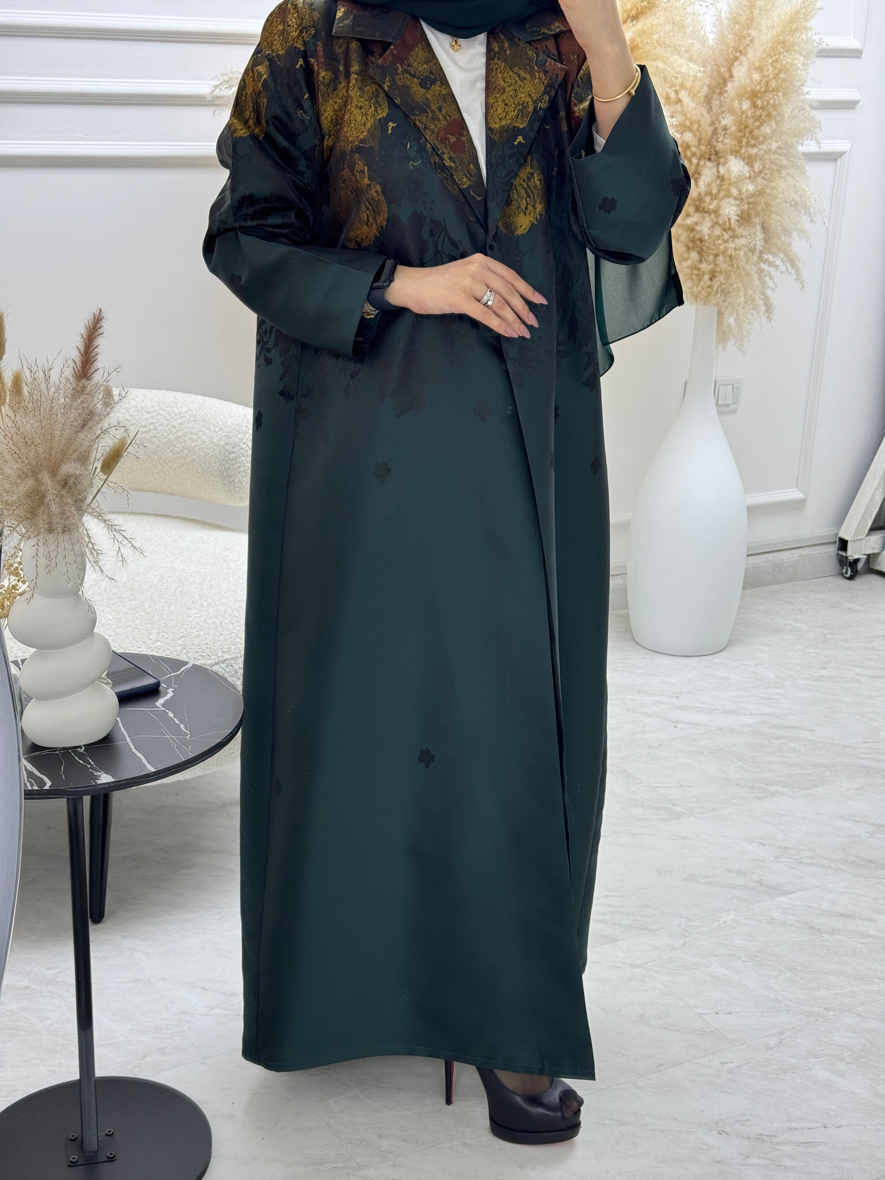 C 1102 Green Coat Abaya