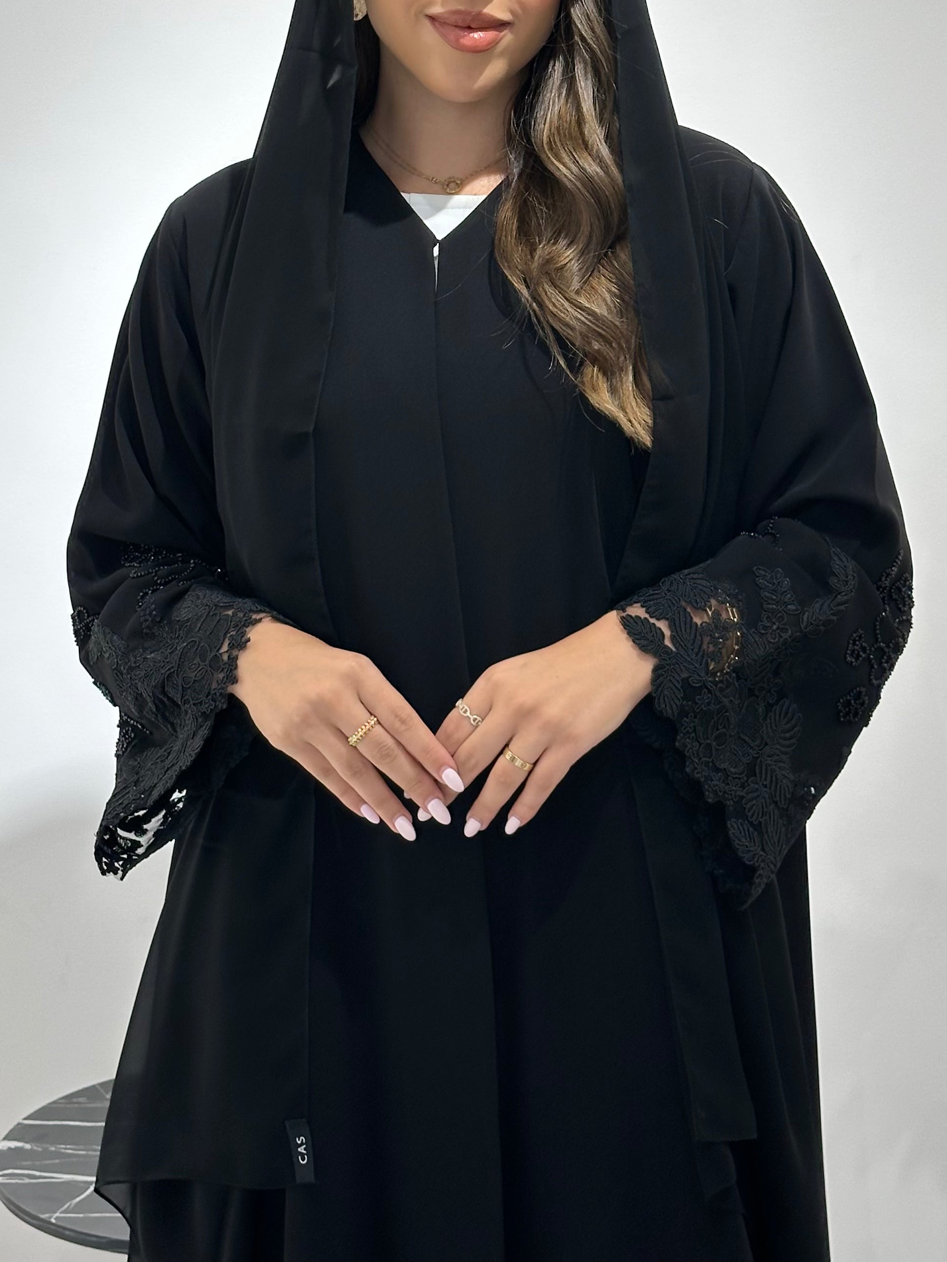 C 1432 Black Beaded Abaya