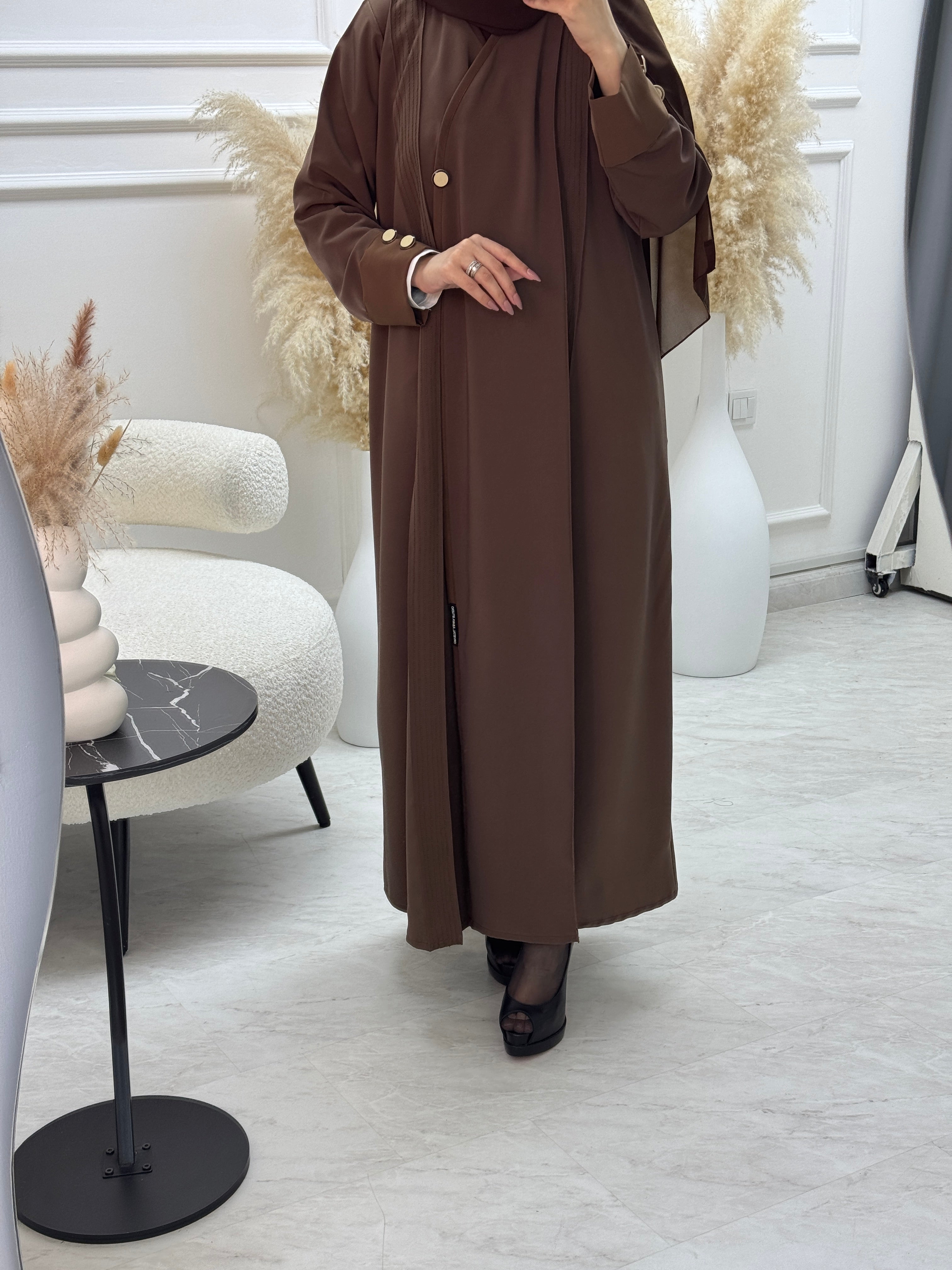 C 1101 Brown Overlap Abaya