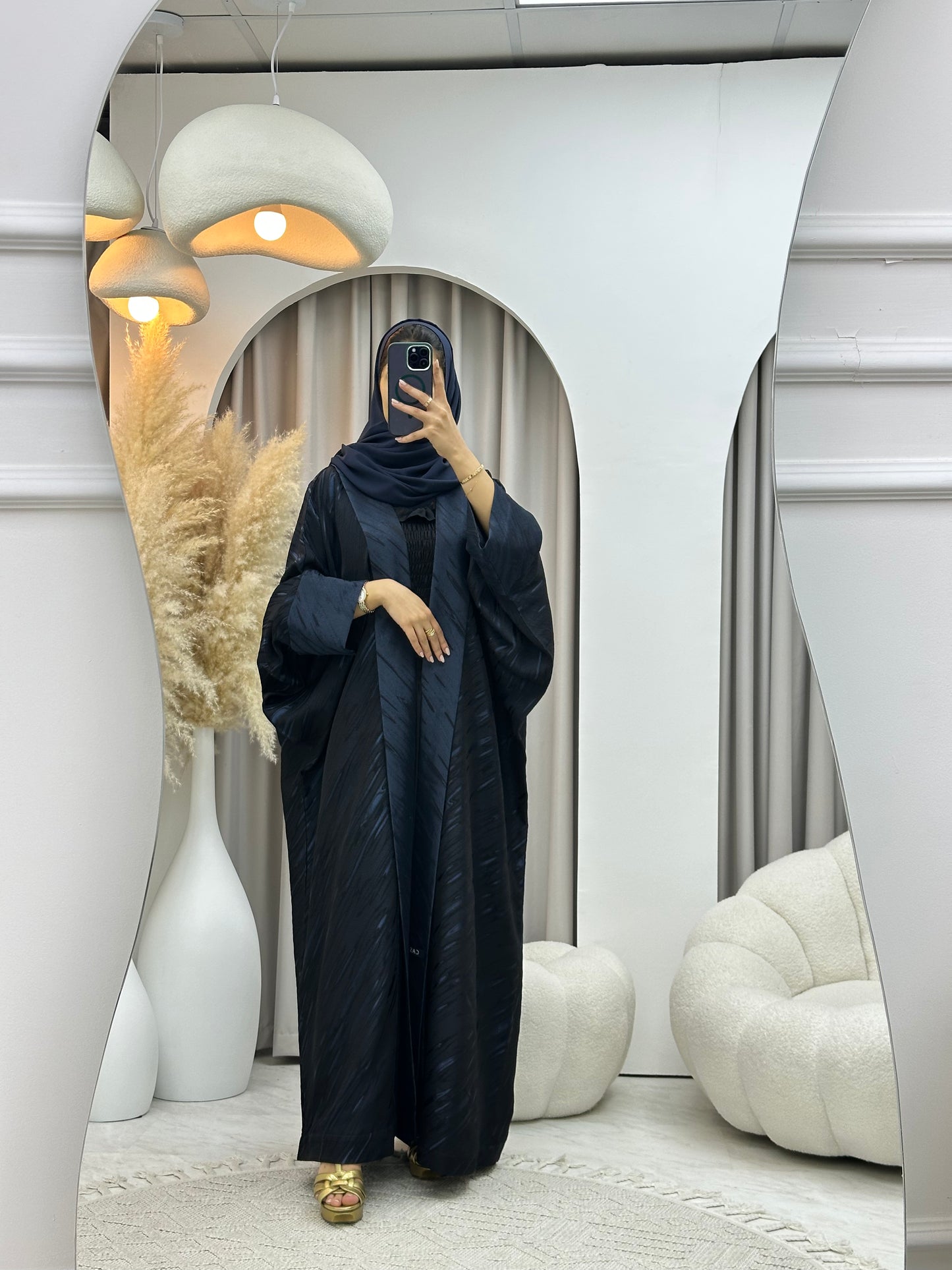 C 0487 Black Blue Bisht Abaya