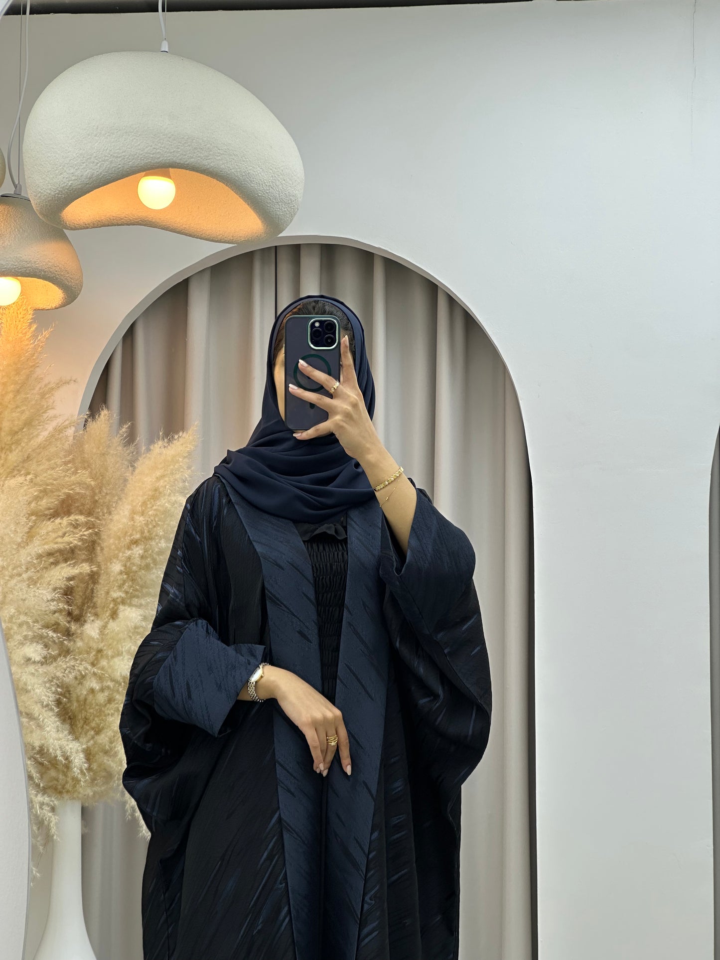 C 0487 Black Blue Bisht Abaya