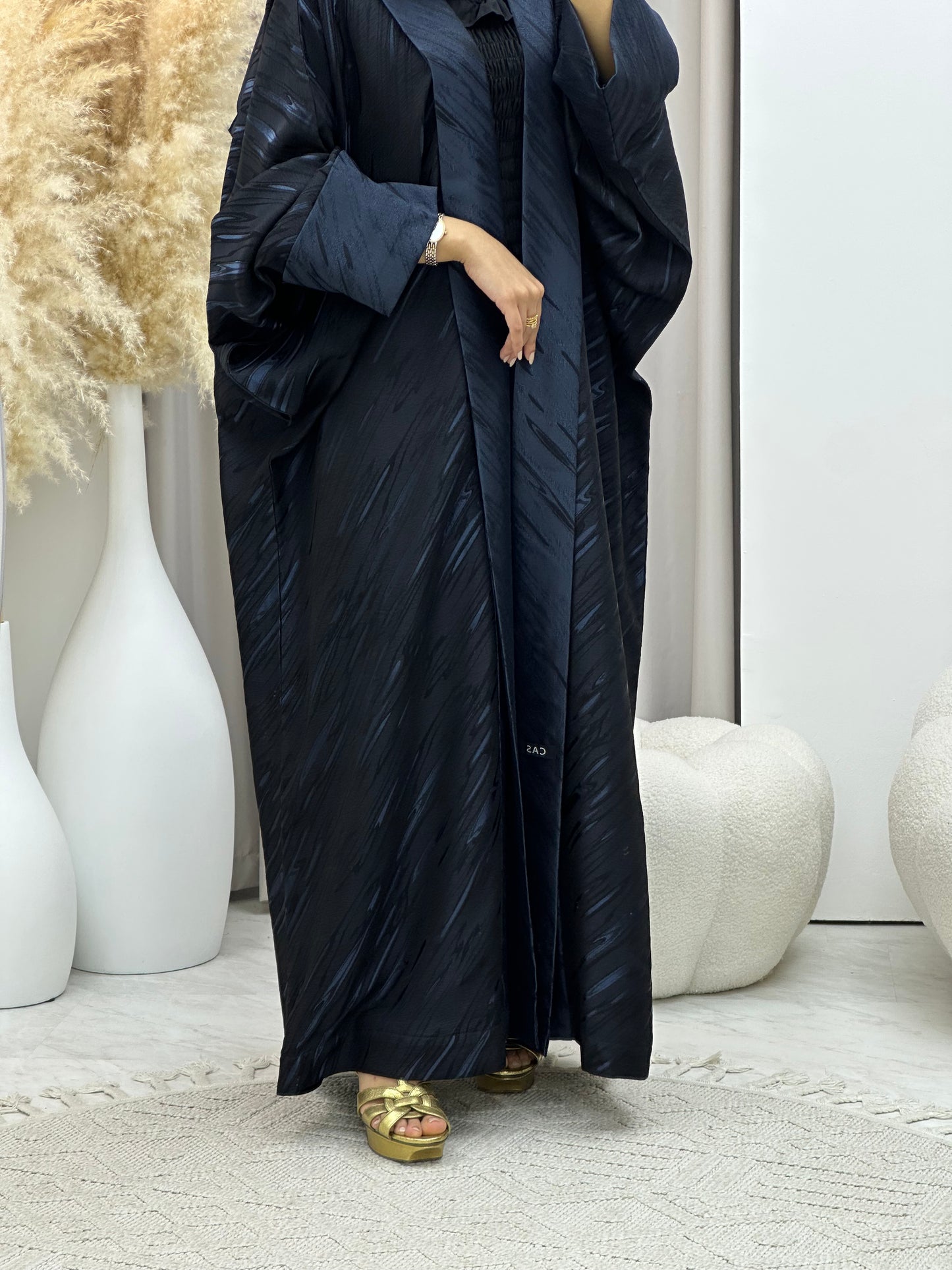 C 0487 Black Blue Bisht Abaya