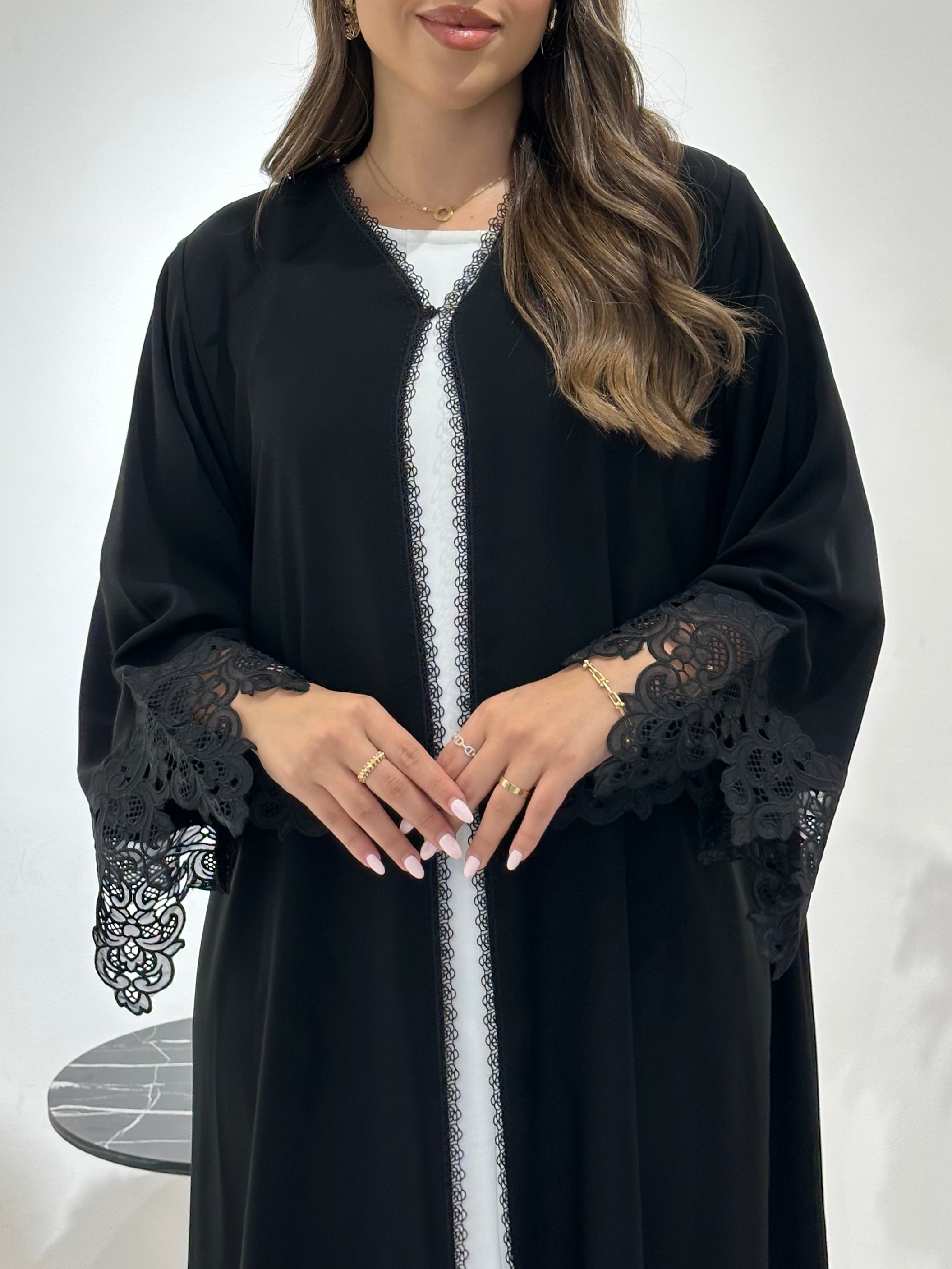C 1428 Black Lace Abaya