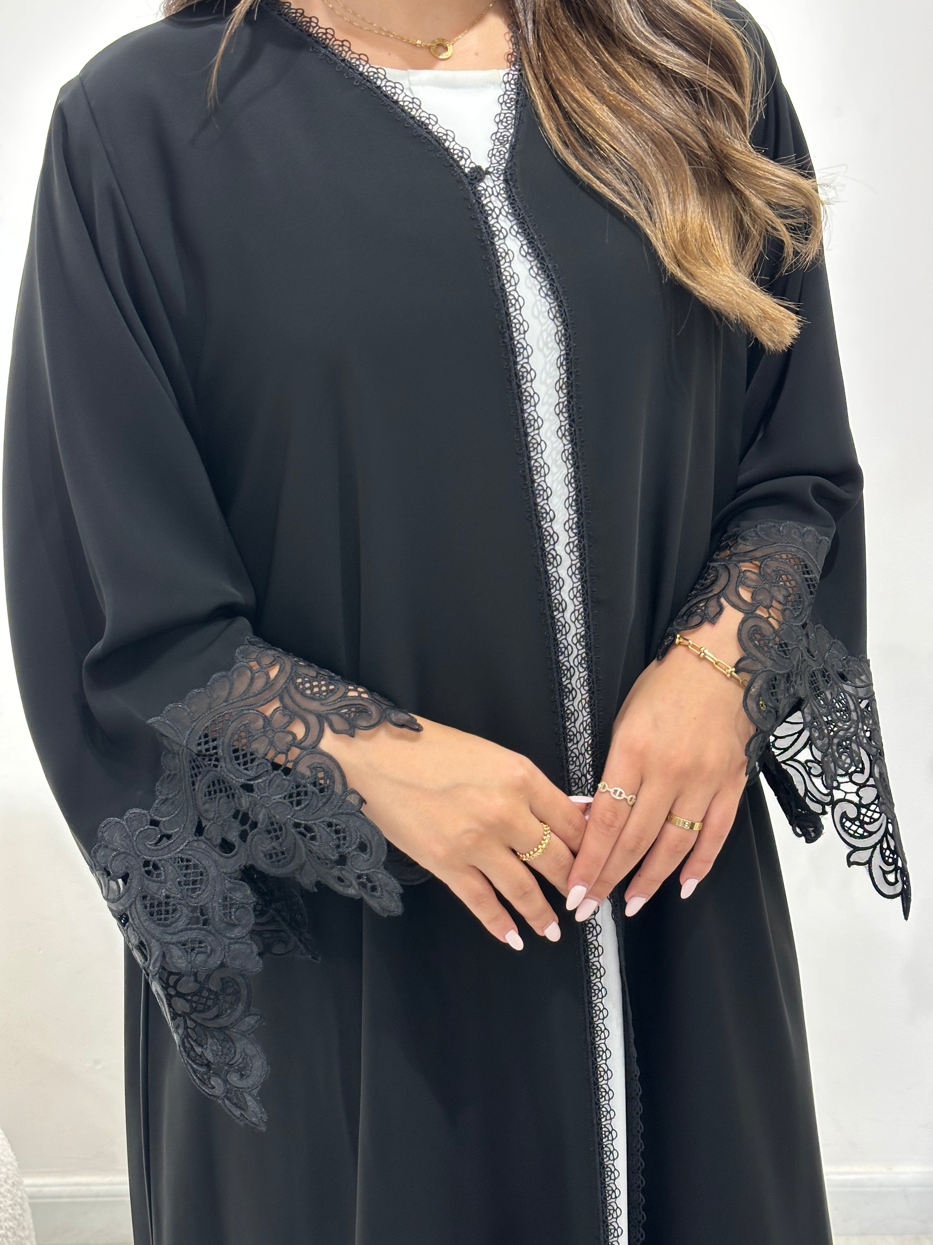 C 1428 Black Lace Abaya