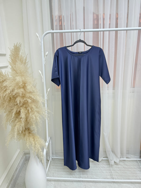 C 001-03 Blue Pleats Under Abaya Dress