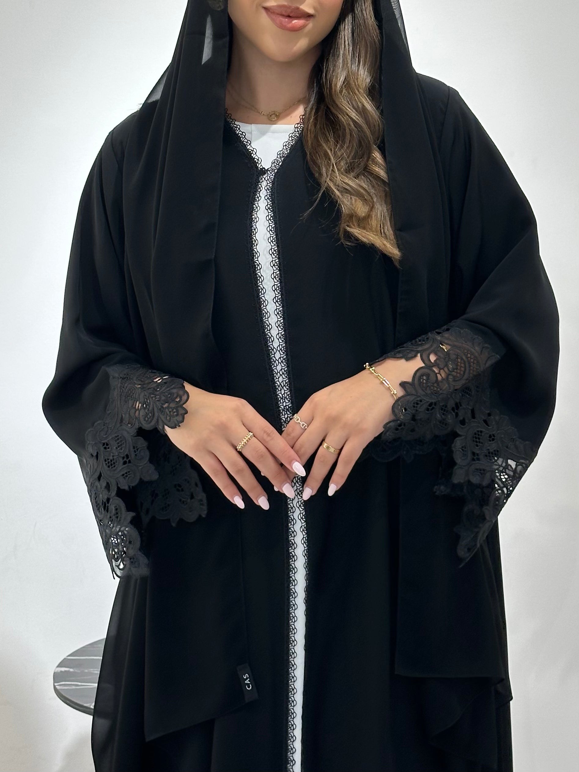 C 1428 Black Lace Abaya