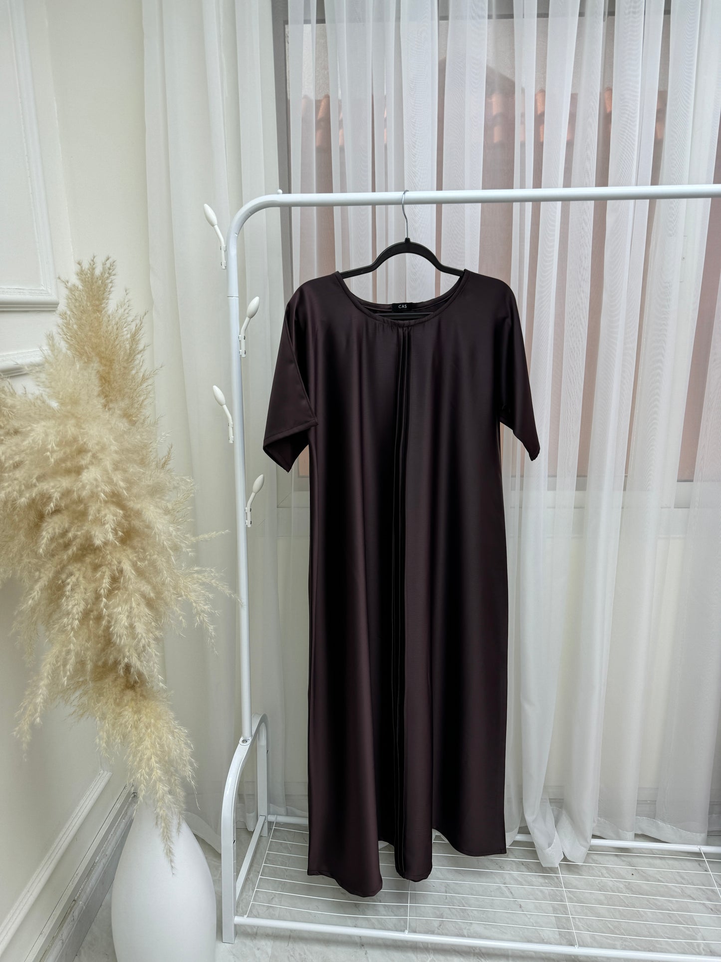 C 001-04 Brown Pleats Under Abaya Dress