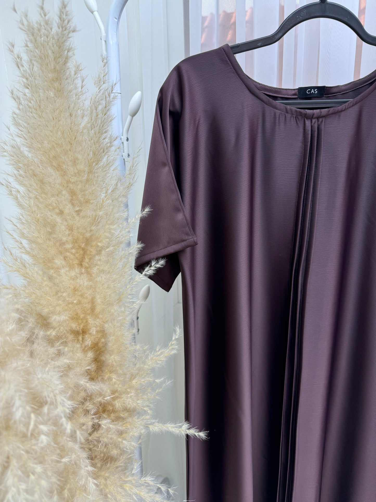 C 001-04 Brown Pleats Under Abaya Dress