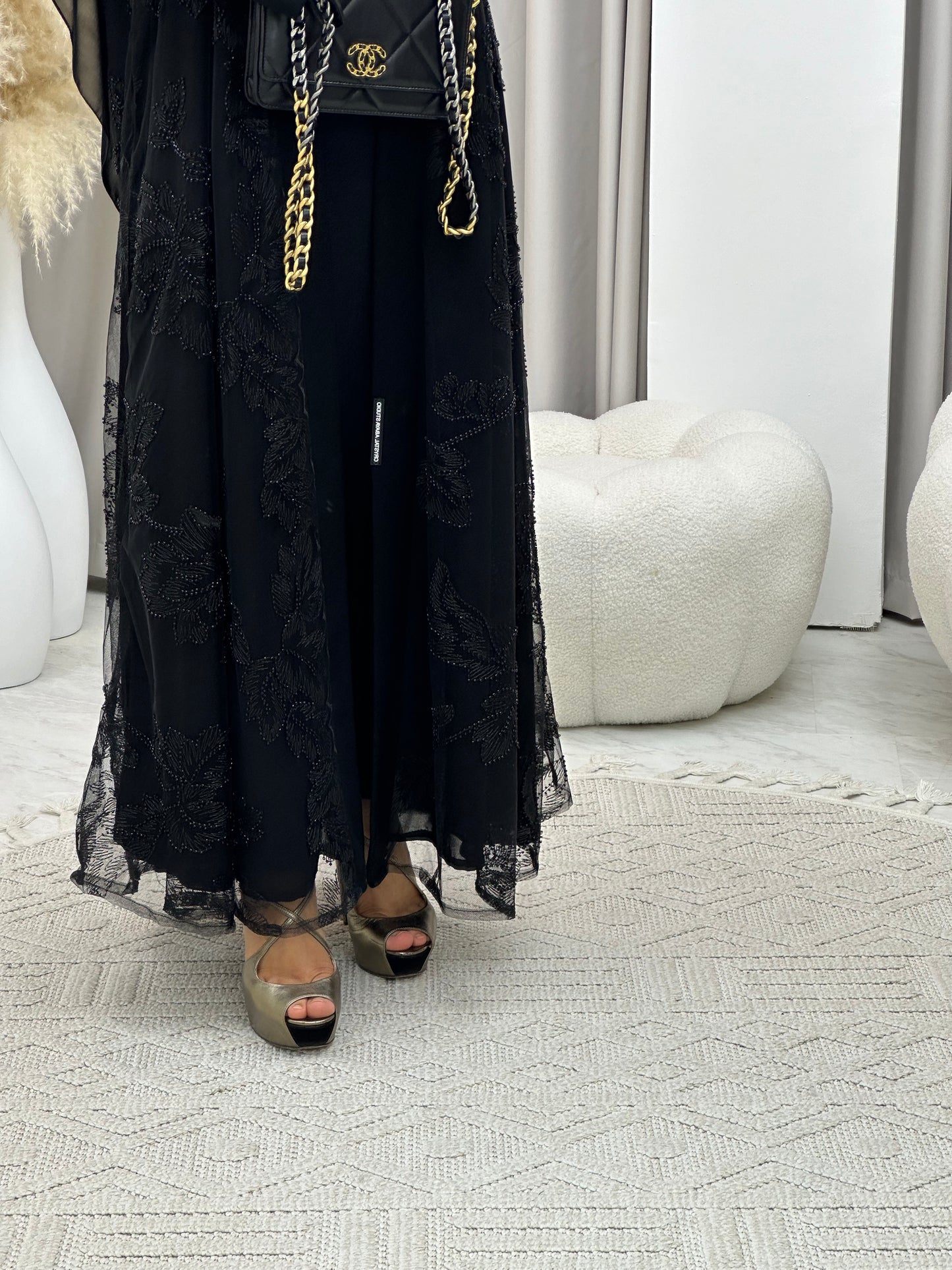 C 0265 Black Dantel Abaya