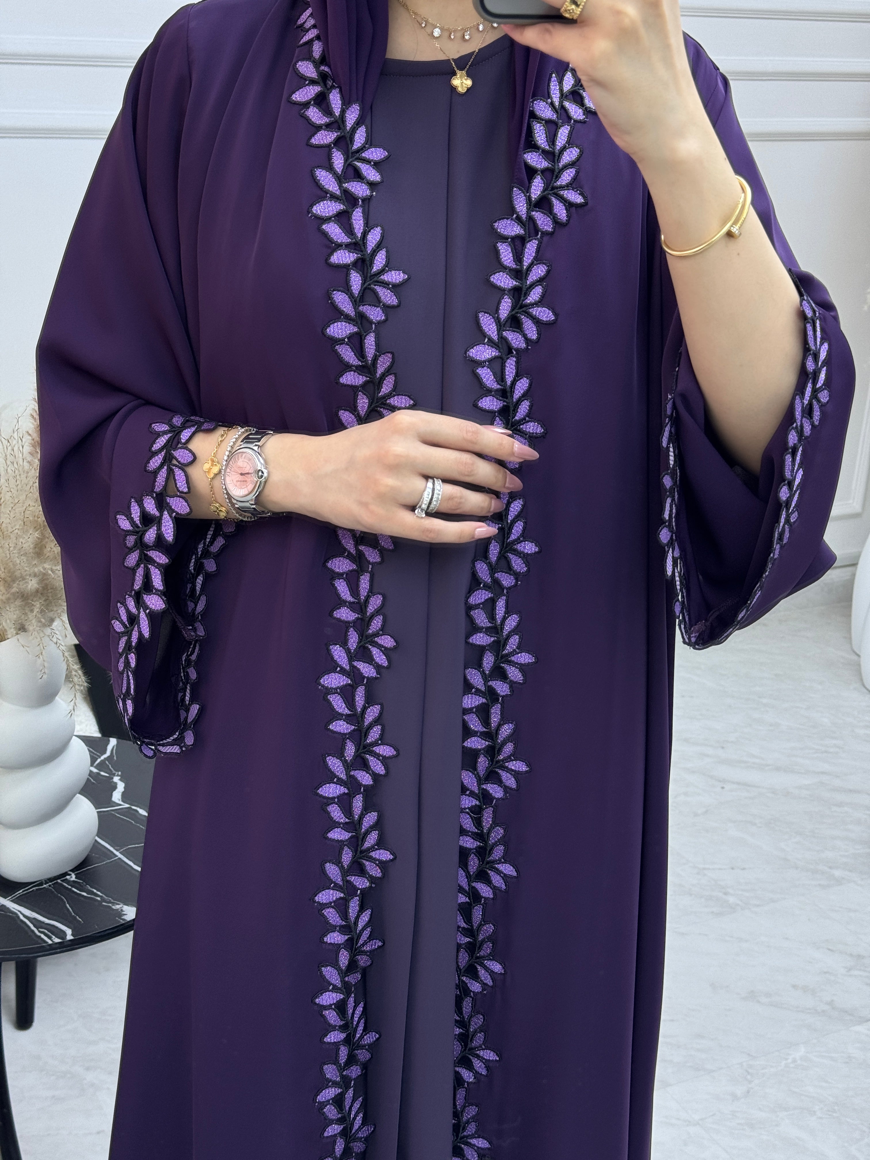 C 1110-02 Grape Lace Abaya